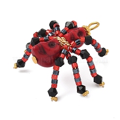 Подвески из окрашенной синтетической бирюзы и стеклянных бусин на тему Хэллоуина&nbsp;PALLOY-MZ00774-02