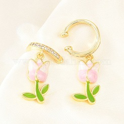 Orecchini a polsino in ottone con zirconi cubici trasparenti per San Valentino&nbsp;EJEW-Z164-09G