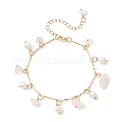 Браслеты с подвесками из натурального розового кварца и стеклянных ракушек&nbsp;BJEW-JB12307-02