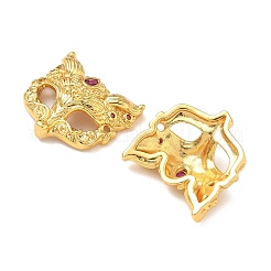 Подвески-коннекторы в виде маски лисы из латуни с микропаве из ярко-розового кубического циркония&nbsp;KK-H526-11G-01