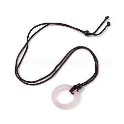 Ожерелье с подвеской из натурального розового кварца и нейлоновым шнуром для женщин NJEW-F306-02B