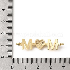 Ciondoli per la festa della mamma a forma di cuore con micro pavé di zirconi cubici in ottone&nbsp;X-KK-Z155-03G-01