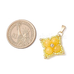 Pendentifs étoiles en jade jaune naturel teinté et perles de verre&nbsp;PALLOY-MZ00692-05