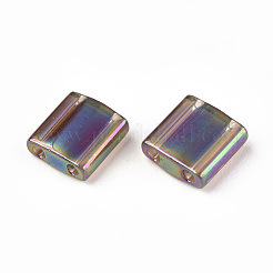 MIYUKIティラビーズ  日本製シードビーズ  2穴  （tl296)透明ルートビールab  5x5x1.9mm  穴：0.8mm  約590個/50g&nbsp;SEED-X0054-TL296