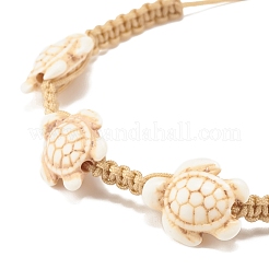 Bracciale con perline intrecciate di tartaruga sintetica turchese (tinta).&nbsp;BJEW-JB07982-01