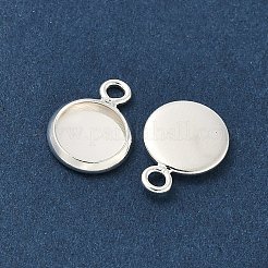 フラットラウンド真鍮ペンダントカボションのセッティング  ラックメッキ丸型ブランクベゼルトレイ  長持ちメッキ  鉛フリー＆カドミウムフリー  925銀メッキ  トレイ：6.5mm  11x8x1mm  穴：1.5mm&nbsp;KK-K414-14A-S