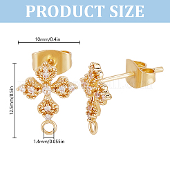 10 Stück Blume Messing Micro Pave Zirkonia Ohrstecker Zubehörse&nbsp;KK-DR0001-20