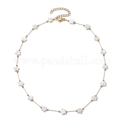 Цепочка-скрепка из нержавеющей стали 316 и ожерелье из натуральных белых ракушек&nbsp;NJEW-JN05034