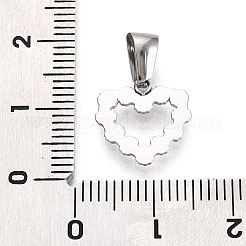 303ステンレススチールペンダント  ハートチャーム  ステンレス鋼色  12.5x12.5x1.5mm  穴：6.5x2.5mm&nbsp;STAS-Q110-13P