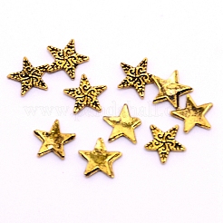 合金カボション  女性のためのネイルアートの装飾アクセサリー  花とスター  アンティーク黄金  6x6x1mm&nbsp;MRMJ-WH0071-10-AG