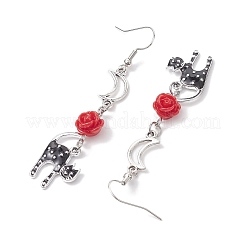 Серьги с подвесками в виде котов из сплава эмали EJEW-JE05846