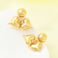 ハート 304 ステンレススチール ダングル スタッド イヤリング  ゴールドカラー  20x28mm&nbsp;EJEW-A125-48G