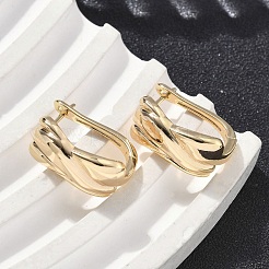 Прямоугольные серьги-кольца из латуни EJEW-D320-21G