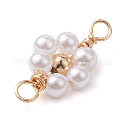 Подвески-коннекторы из медной проволоки с имитацией жемчуга и акриловыми бусинами PALLOY-JF02593