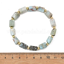 Bracelets extensibles en perles de larimar naturel facettées et colonnes&nbsp;BJEW-JB14495