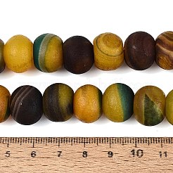 天然バンデットアゲートビーズ連売り  ロンデル  染め＆加熱  黄緑  15~16x9~13mm  穴：1.2~2mm  約30個/連  13.19~13.98インチ（33.5~35.5cm）&nbsp;G-Q606-70