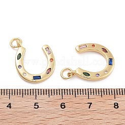 Подкова стойка покрытие латунь микропаве кубические циркониевые подвески&nbsp;KK-G512-26G