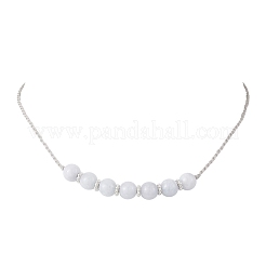 8.5 мм окрашенный натуральный халцедон имитация аквамарина круглые плетеные регулируемые ожерелья NJEW-JN05327