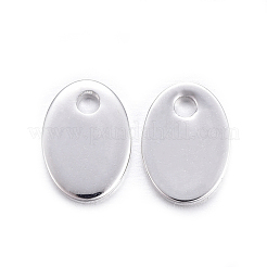 ステンレススチールチャーム201個  空白タグのスタンプ  オーバル  銀色のメッキ  7x5x0.8mm  穴：1mm&nbsp;STAS-H557-34S