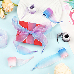 5 пара шнурков из органзы с градиентом 5 цветов&nbsp;AJEW-SP0003-10