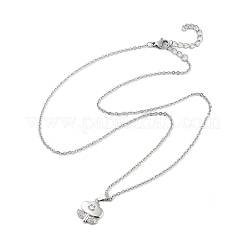 Латунный прозрачный кубический цирконий кабельная цепь улыбающееся лицо облако цветок кулон ожерелья NJEW-B100-06P