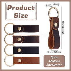 8 porte-clés rectangulaire en cuir de vachette bicolore&nbsp;KEYC-ME0001-20