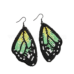 Grüne Schmetterlingsflügel-Ohrringe aus Glasperlen im Boho-Stil&nbsp;LW2379