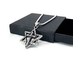 Винтажные готические ожерелья из нержавеющей стали с крестом и звездой Давида для мужчин и женщин AQ0330