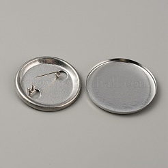 フラットラウンドい鉄製のバッジボタン部品  ブランクブローチベースのセッティング  プラチナ  35x3mm&nbsp;DIY-WH0297-15C