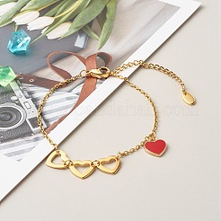 Pulsera con dije de esmalte de aleación de corazón para el día de san valentín&nbsp;BJEW-JB06656-01