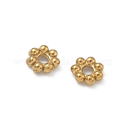 304ステンレススチールビーズ  花  イオンプレーティング（ip）  長持ちメッキ  ラックめっき  18KGP本金メッキ  5x1.5mm  穴：1.5mm&nbsp;STAS-P448-10A-G