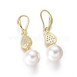 Shell perla orecchini pendenti&nbsp;EJEW-G263-12G