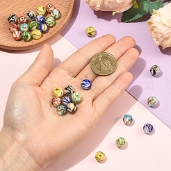 30шт 6 цвета ручной работы золотой песок бусины лэмпворк&nbsp;LAMP-YW0004-21