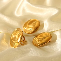 Винтажный комплект из плоских круглых серег и кольца из нержавеющей стали 304 для женщин SU5011-1