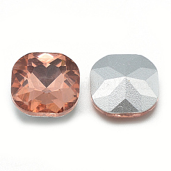 Cabochons en verre avec strass de dos avec point&nbsp;RGLA-T032-10x10mm-06
