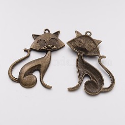 Colgantes de gatito de aleación de estilo tibetano&nbsp;LS-TIBEP-22758-AB-NR