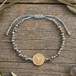 Verstellbare Armbänder aus geflochtenen Glas- und Messingperlen&nbsp;VF6330