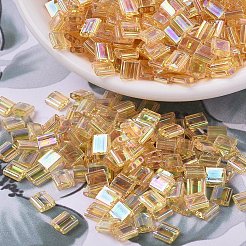 MIYUKIティラビーズ  日本製シードビーズ  2穴  （TL251)透明ライトトパーズab  5x5x1.9mm  穴：0.8mm  約590個/50g&nbsp;SEED-X0054-TL0251