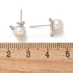 925 серьги-гвоздики из стерлингового серебра с микропаве из прозрачных кубических цирконий для женщин&nbsp;EJEW-K303-02A-P