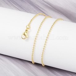女性用真鍮ボールチェーンネックレス  カドミウムフリー＆鉛フリー  18KGP本金メッキ  17.52インチ（44.5cm）&nbsp;NJEW-P265-13G