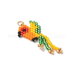 5 шт. подвески в виде птиц из двухцветного стеклянного бисера&nbsp;PALLOY-MZ00951