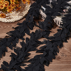 5 ярд полиэстеровой шифоновой кружевной ленты с листьями&nbsp;DIY-GA0007-32B