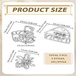 3 шт. 3 стиля металлических полых заколок-коготков&nbsp;OHAR-LP0001-21P