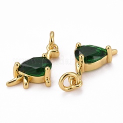 真鍮キュービックジルコニアチャーム  長持ちメッキ  18KGP本金メッキ  恐竜  ミックスカラー  14x13.5x5mm  穴：3mm  丸カン：5x1ミリ&nbsp;ZIRC-J025-85G