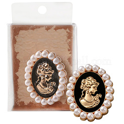 Clips ovales en alliage émail et perles de plastique&nbsp;AJEW-WH20130-221B-02
