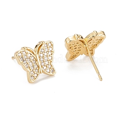 Серьги-гвоздики с бабочкой из сверкающего кубического циркония для девушек и женщин EJEW-H126-11G