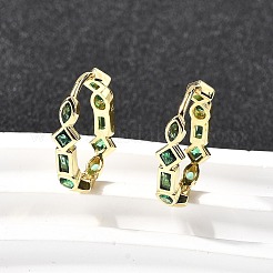 Латунные микро проложить серьги обруча кубического циркония&nbsp;EJEW-P322-02G