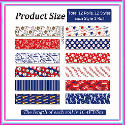 12 рулон клейкой бумажной ленты на бейсбольную тематику&nbsp;DIY-WH20009-47B