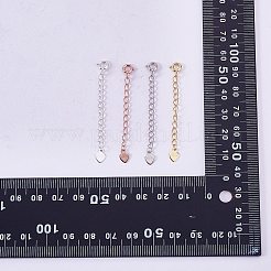 4ピースアジャスターチェーン、スプリングクラスプ付き、スターリングシルバーエクステンダーチェーン、ネックレス、ブレスレット、アンクレット、取り外し可能なアジャスターチェーンチャーム、DIYジュエリー作成アクセサリー用。  ミックスカラー  50mm  4色  1pc /カラー&nbsp;JX627A