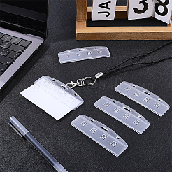 プラスチックIDカードホルダー5個  長方形  透明  90x32x4.5mm  穴：3.5~4x14mmと3.5x5mm&nbsp;OFST-CP0001-17
